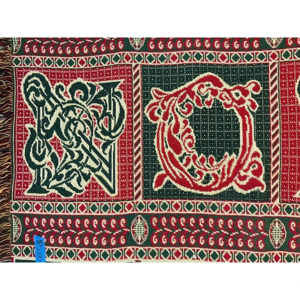 Christmas Holiday Tapestry Tassel Throw Blanket 50 X 70